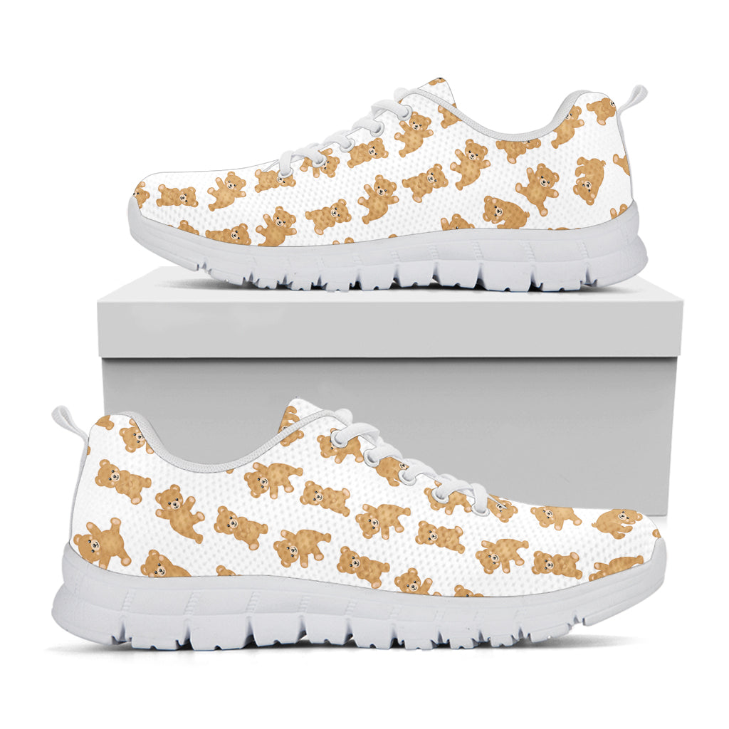 Cartoon Teddy Bear Pattern Print White Running Shoes