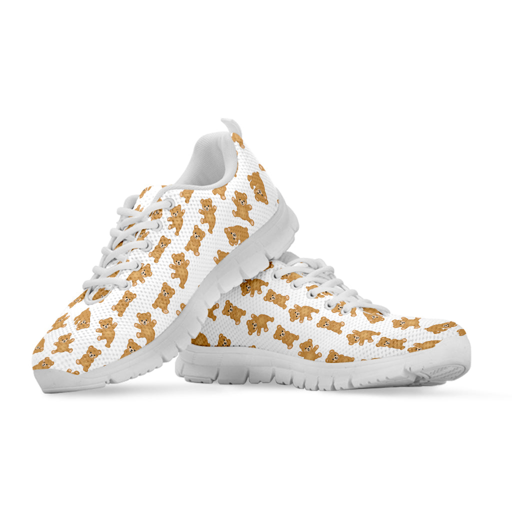 Cartoon Teddy Bear Pattern Print White Running Shoes