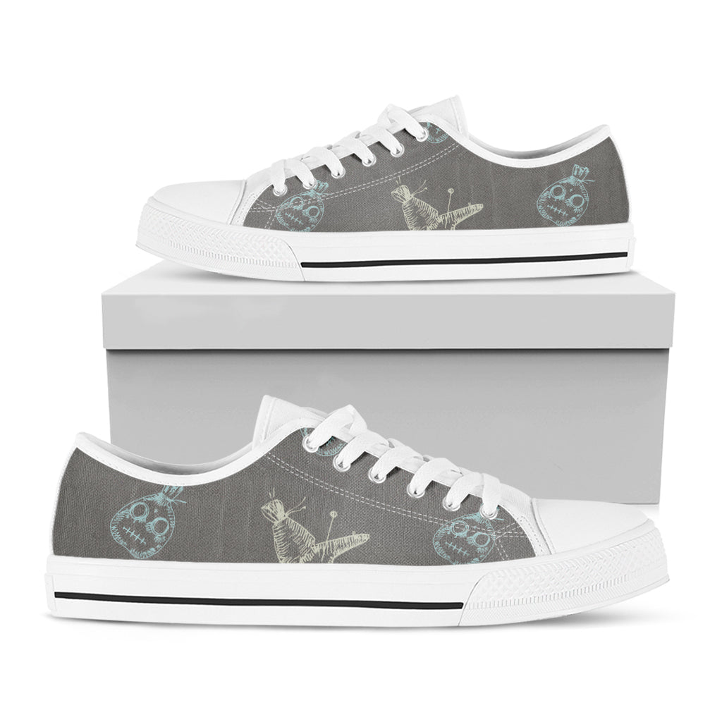 Cartoon Voodoo Doll Pattern Print White Low Top Sneakers