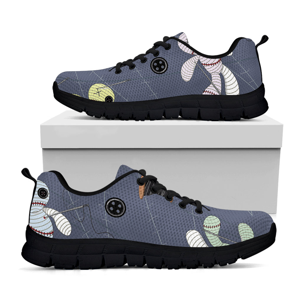 Cartoon Voodoo Doll Print Black Running Shoes