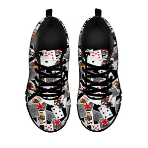 Casino Card And Chip Pattern Print Black Running Shoes