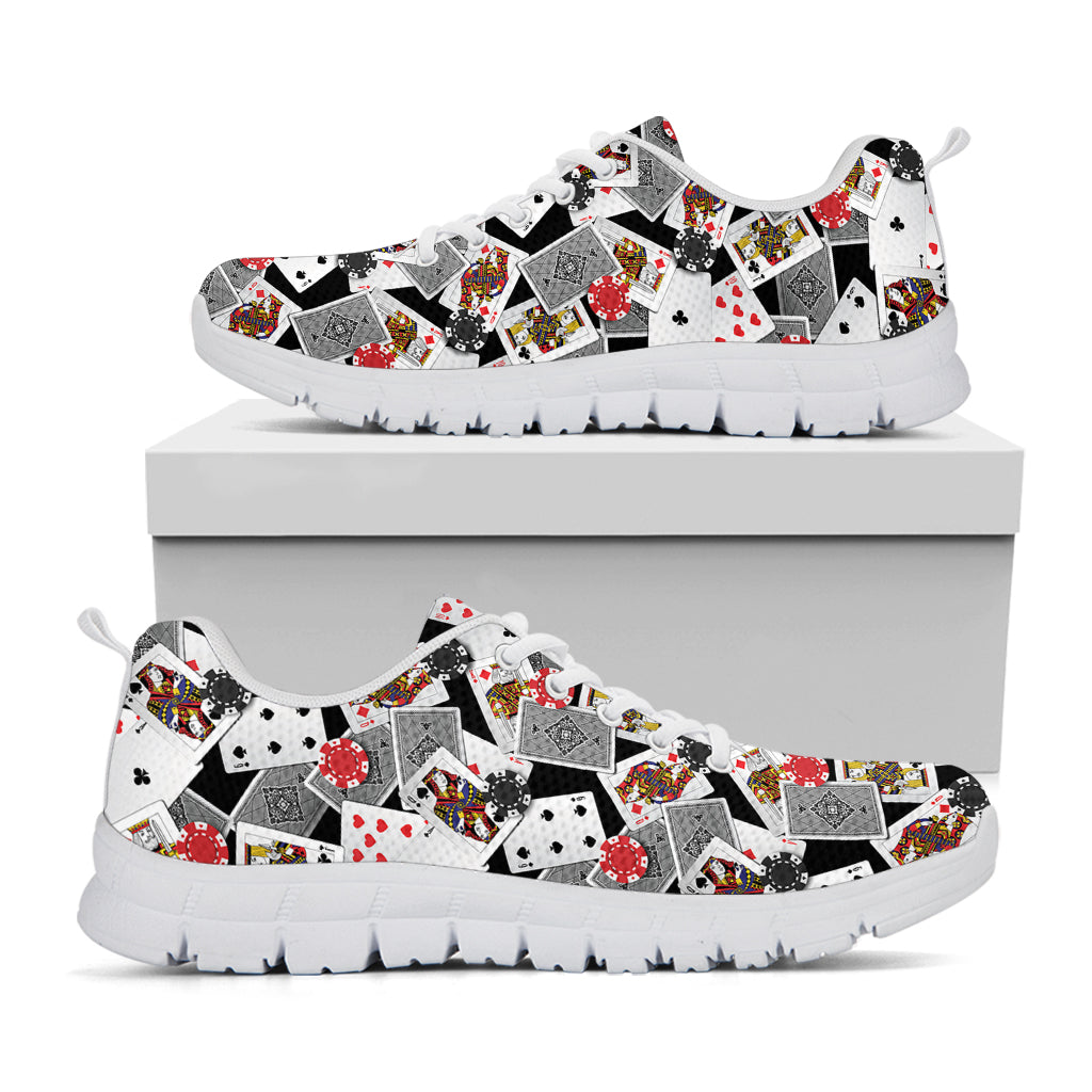 Casino Card And Chip Pattern Print White Running Shoes