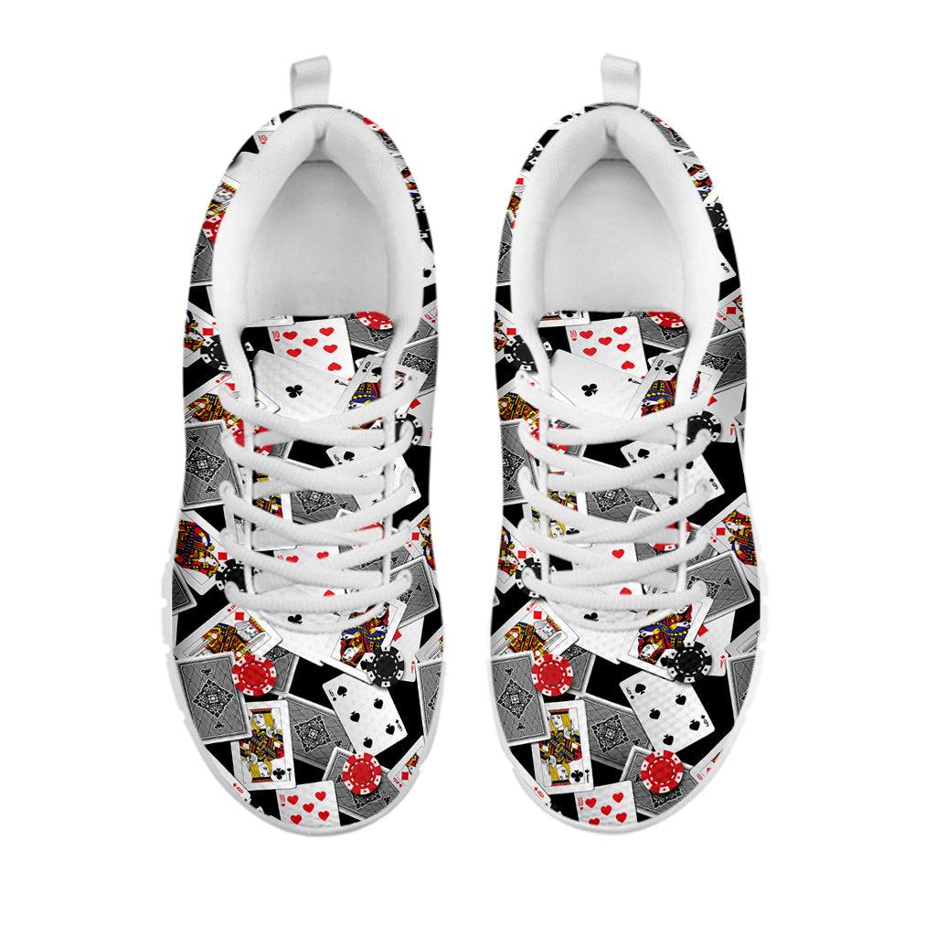 Casino Card And Chip Pattern Print White Running Shoes