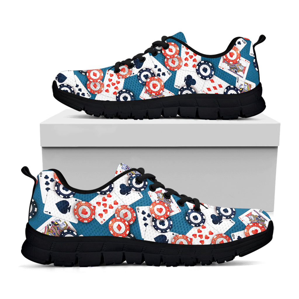 Casino Poker Pattern Print Black Running Shoes