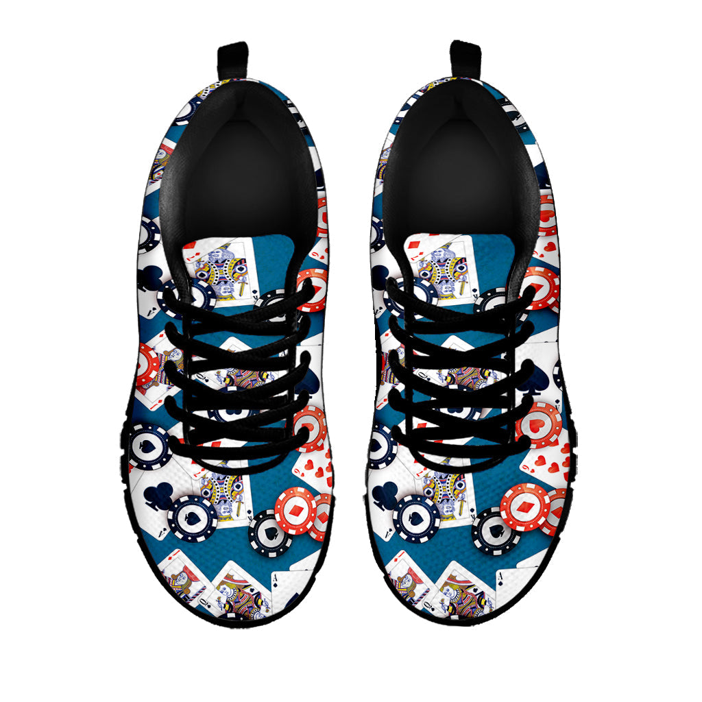 Casino Poker Pattern Print Black Running Shoes