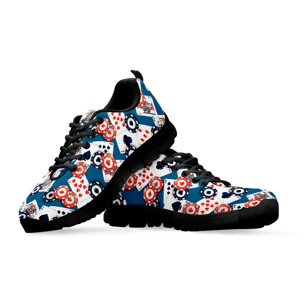 Casino Poker Pattern Print Black Running Shoes