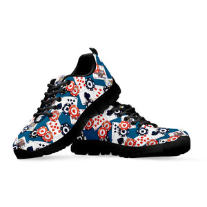 Casino Poker Pattern Print Black Running Shoes