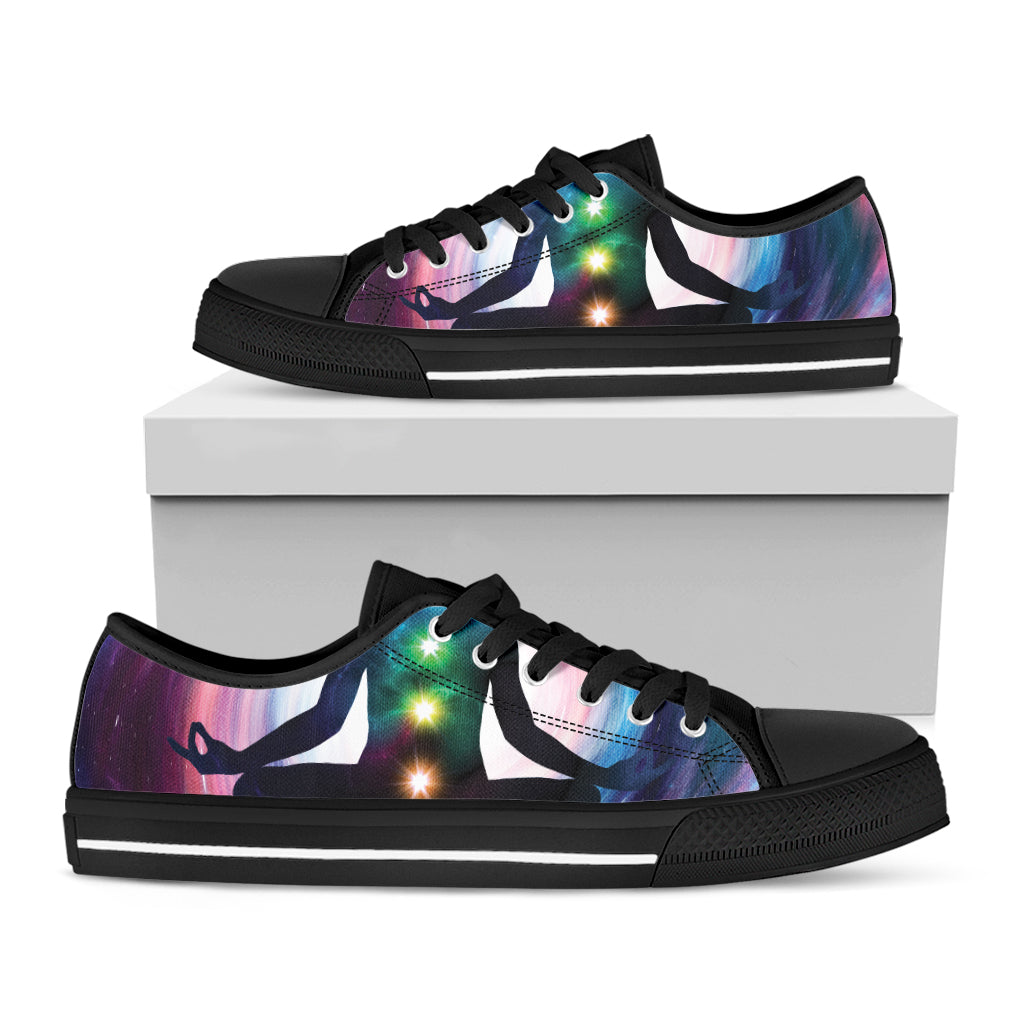 Chakras Of The Universe Print Black Low Top Sneakers