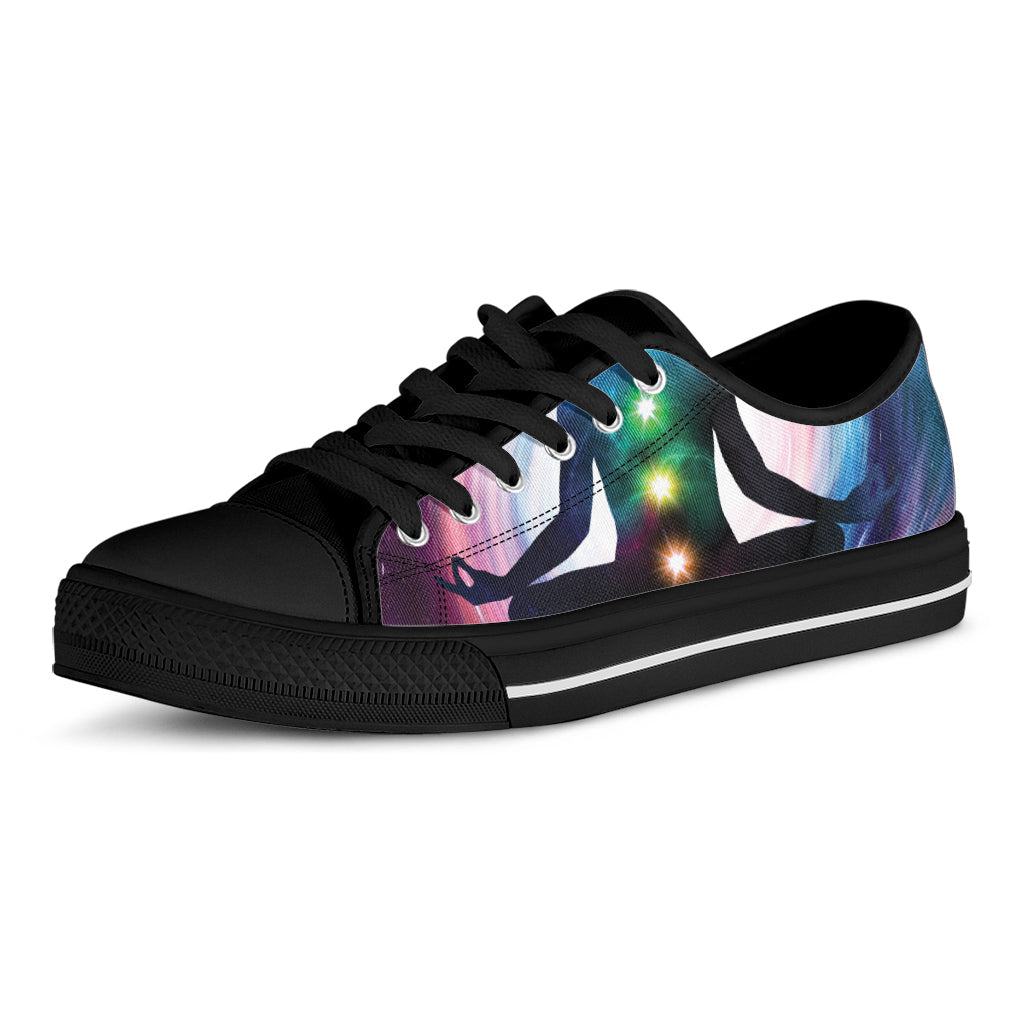 Chakras Of The Universe Print Black Low Top Sneakers