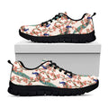 Cherry Blossom Peacock Print Black Running Shoes