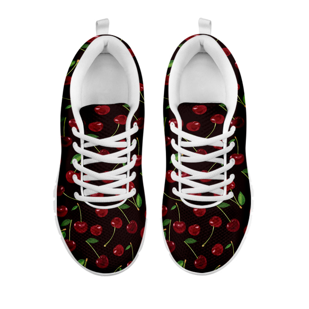 Cherry Fruit Pattern Print White Running Shoes