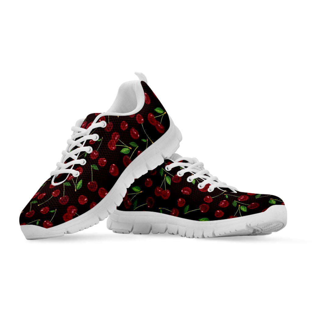 Cherry Fruit Pattern Print White Running Shoes