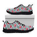 Cherry Striped Pattern Print Black Running Shoes
