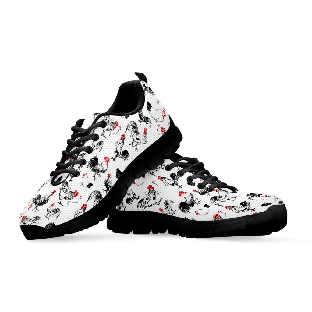 Chicken Ink Painting Pattern Print Black Running Shoes