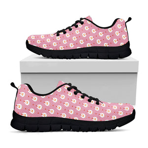 Chicken Love Emoji Pattern Print Black Running Shoes