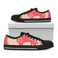 Chinese Flower Ox Zodiac Print Black Low Top Sneakers