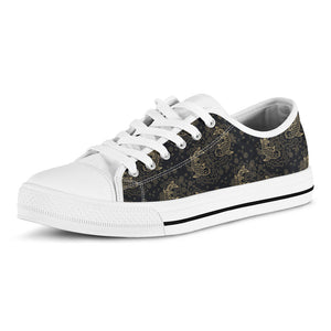 Chinese Koi Carp Pattern Print White Low Top Sneakers