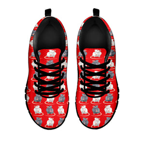Chinese Rat Zodiac Pattern Print Black Running Shoes