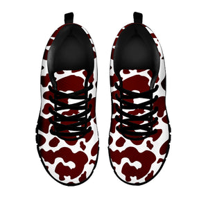 Chocolate Brown And White Cow Print Black Running Shoes