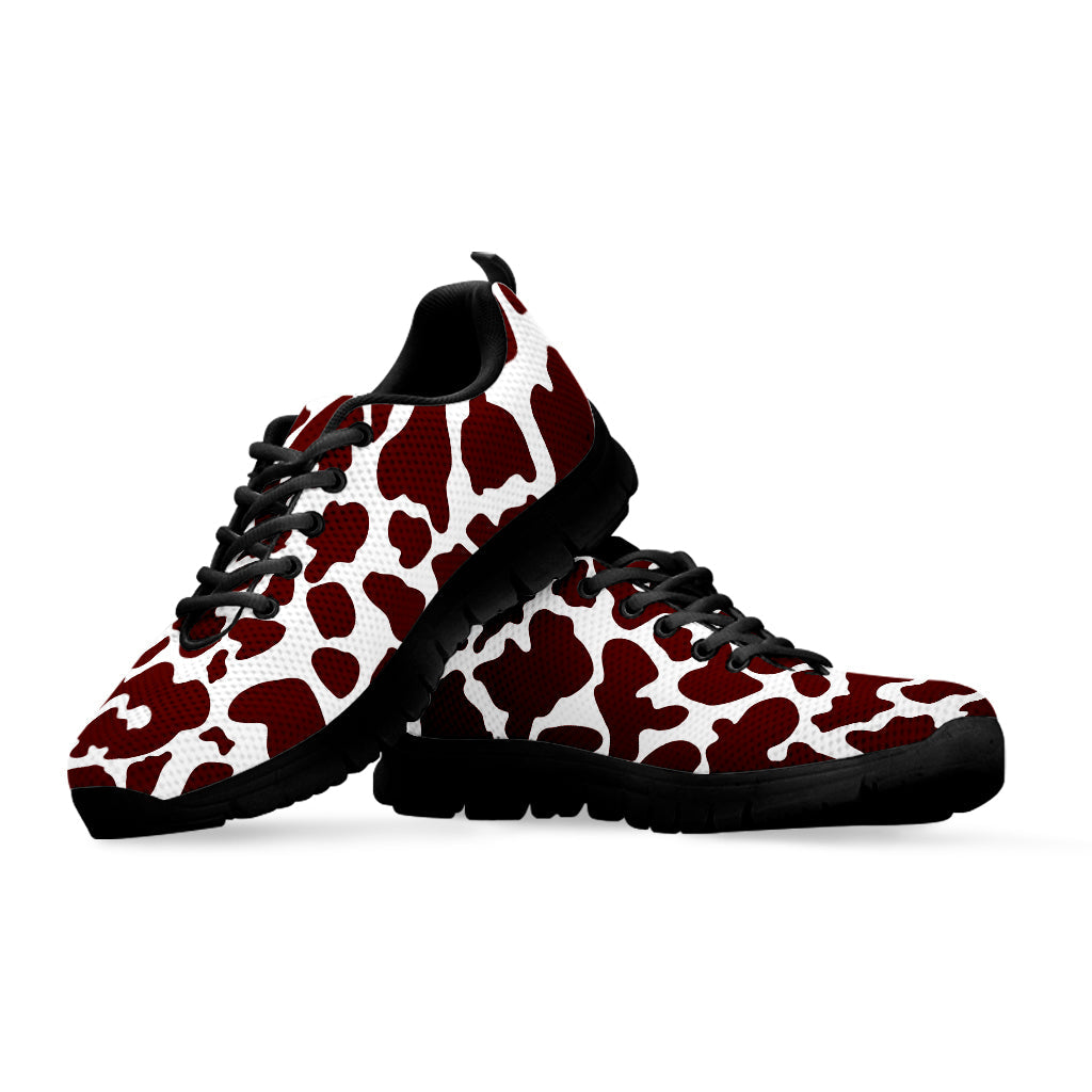 Chocolate Brown And White Cow Print Black Running Shoes