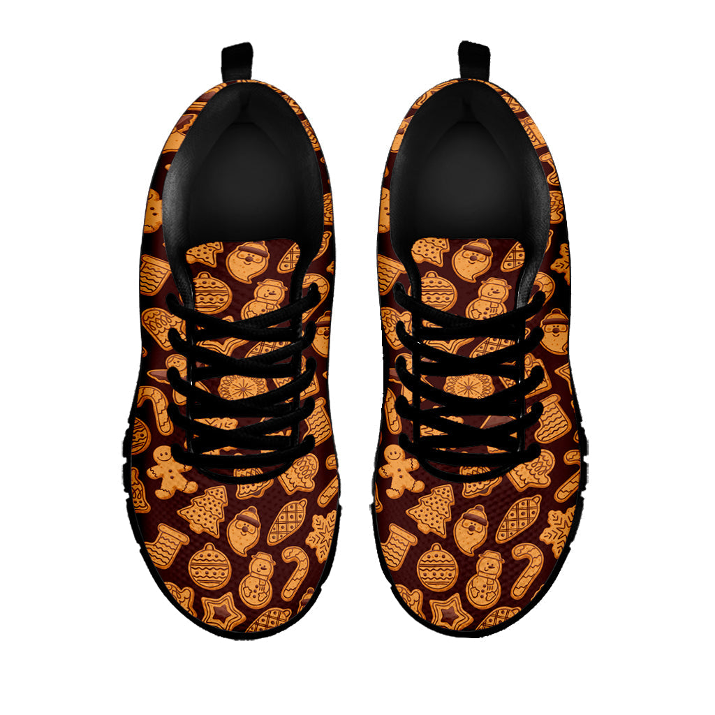 Christmas Cookies Pattern Print Black Running Shoes