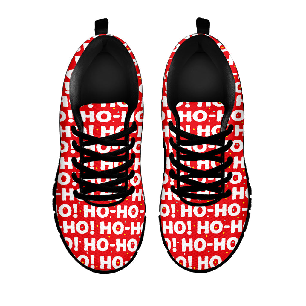 Christmas Ho Ho Ho Pattern Print Black Running Shoes