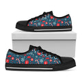 Christmas Holiday Elements Pattern Print Black Low Top Sneakers
