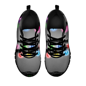Christmas Holiday Lights Print Black Running Shoes