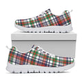 Christmas Madras Plaid Print White Running Shoes