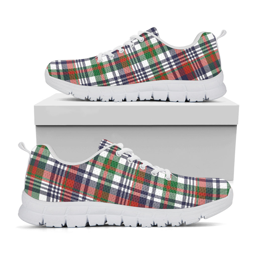 Christmas Madras Plaid Print White Running Shoes