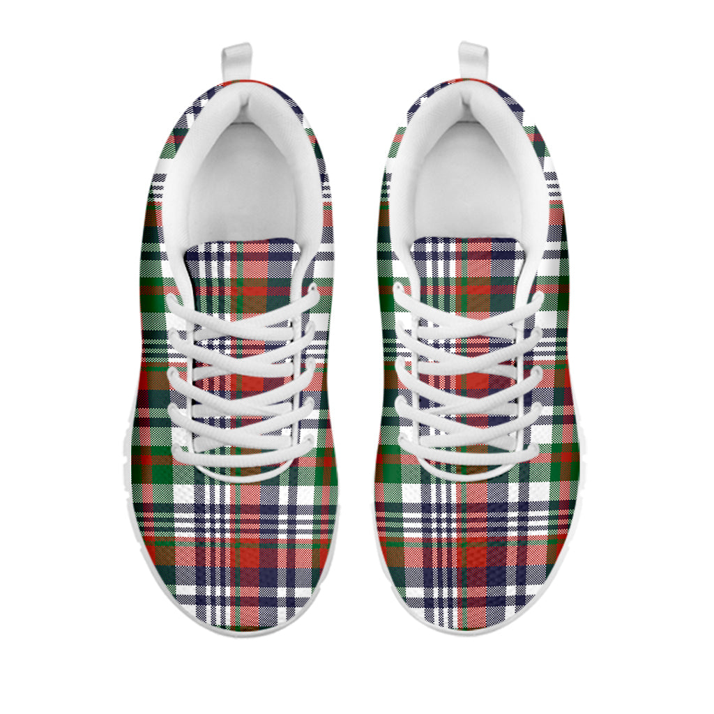 Christmas Madras Plaid Print White Running Shoes