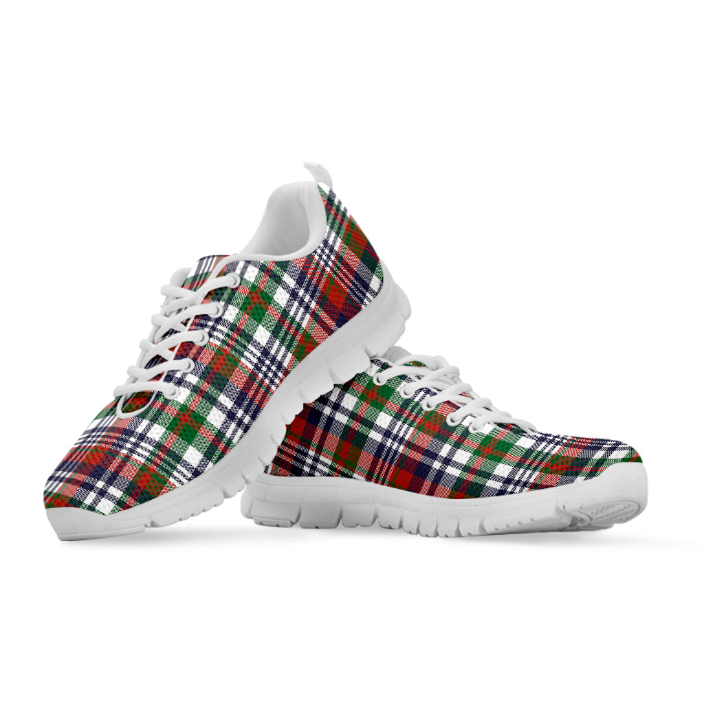 Christmas Madras Plaid Print White Running Shoes
