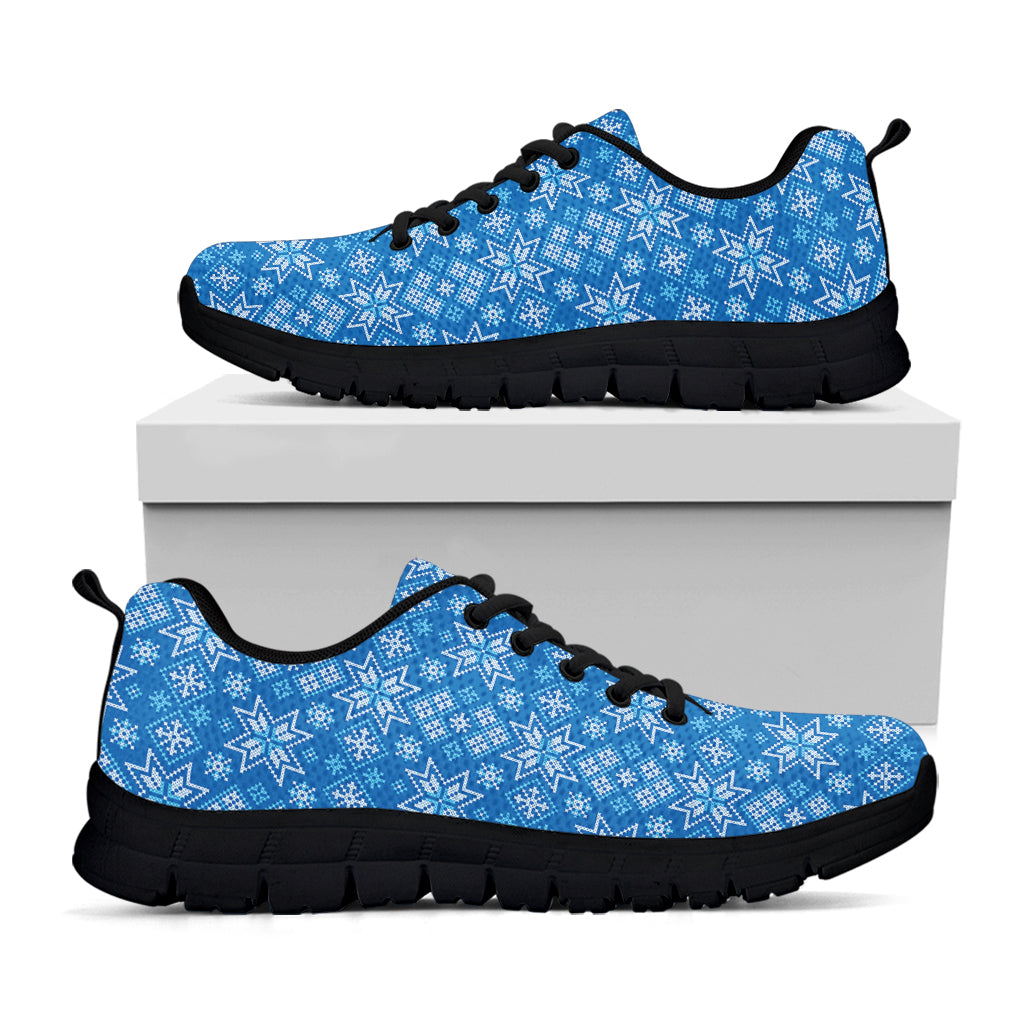 Christmas Nordic Knitted Pattern Print Black Running Shoes