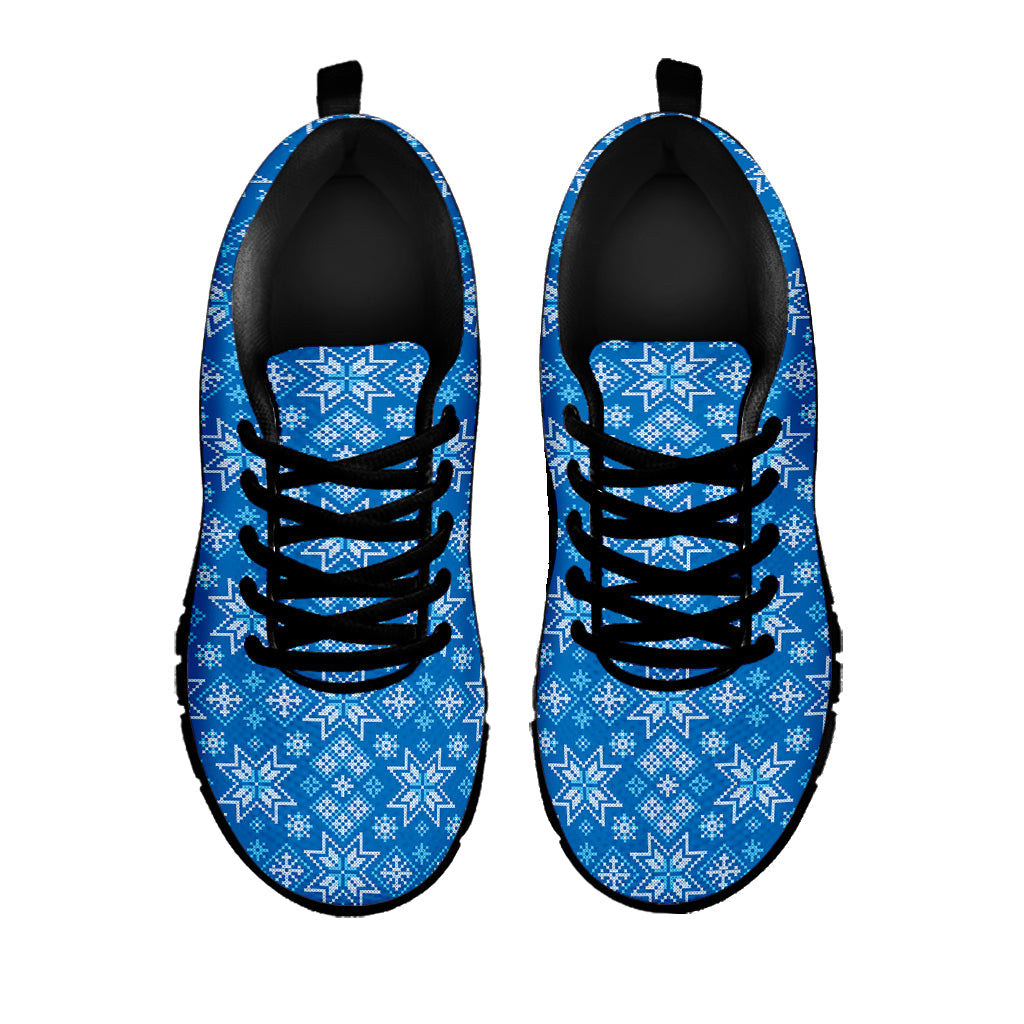 Christmas Nordic Knitted Pattern Print Black Running Shoes