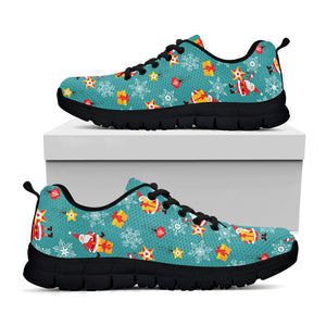 Christmas Santa Gift Pattern Print Black Running Shoes