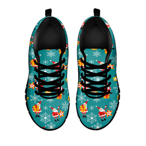 Christmas Santa Gift Pattern Print Black Running Shoes