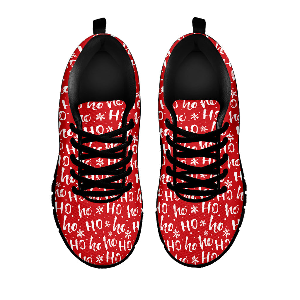Christmas Santa Laugh Pattern Print Black Running Shoes