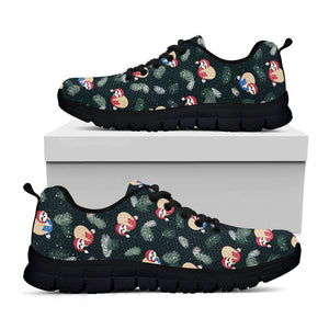 Christmas Sleeping Sloths Pattern Print Black Running Shoes