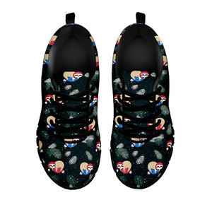 Christmas Sleeping Sloths Pattern Print Black Running Shoes