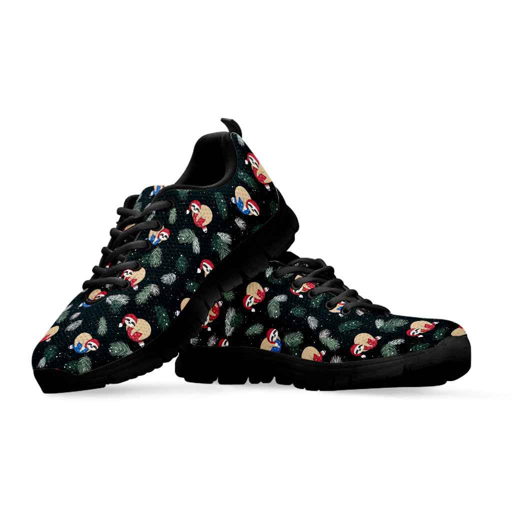 Christmas Sleeping Sloths Pattern Print Black Running Shoes