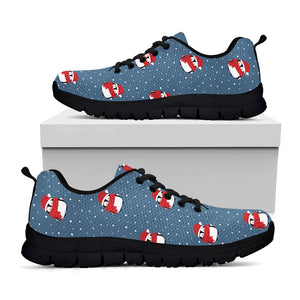 Christmas Snowy Penguin Pattern Print Black Running Shoes