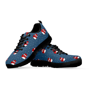 Christmas Snowy Penguin Pattern Print Black Running Shoes