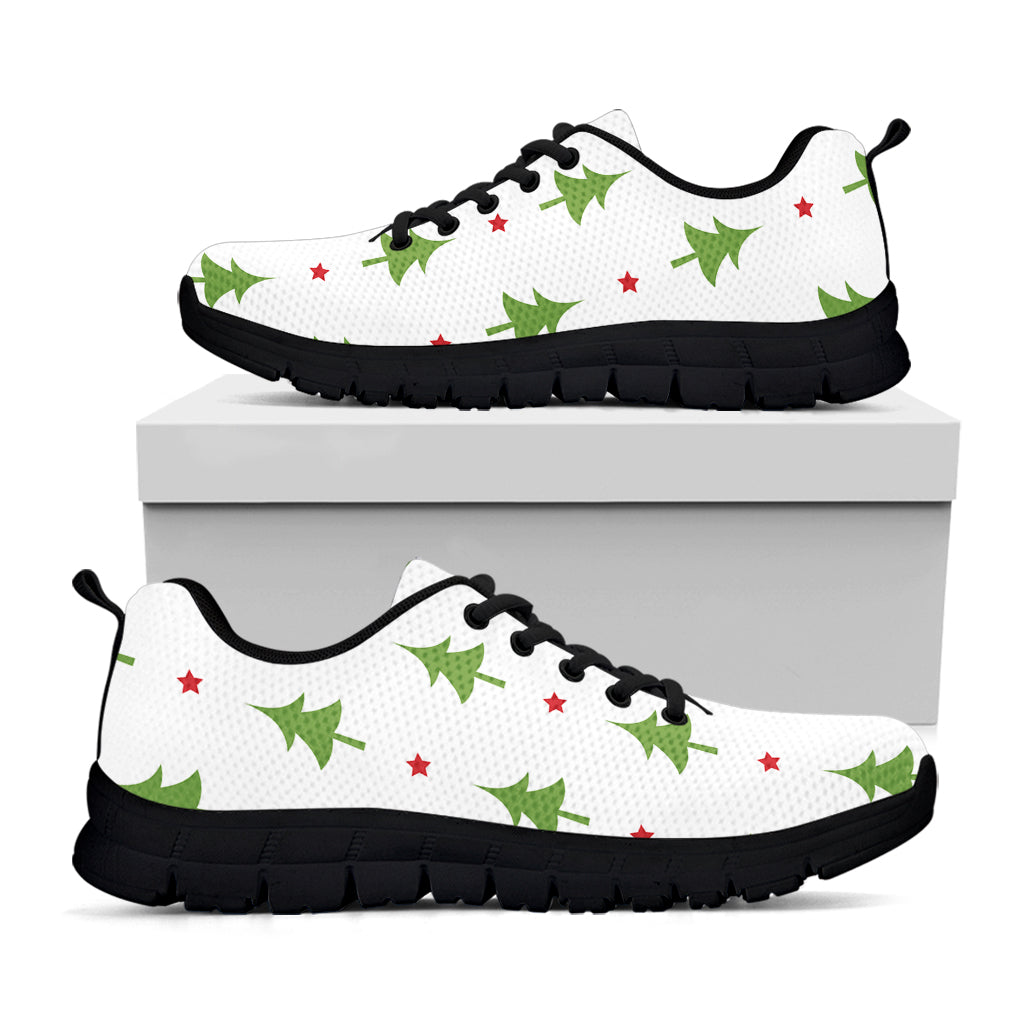 Christmas Tree And Star Pattern Print Black Running Shoes