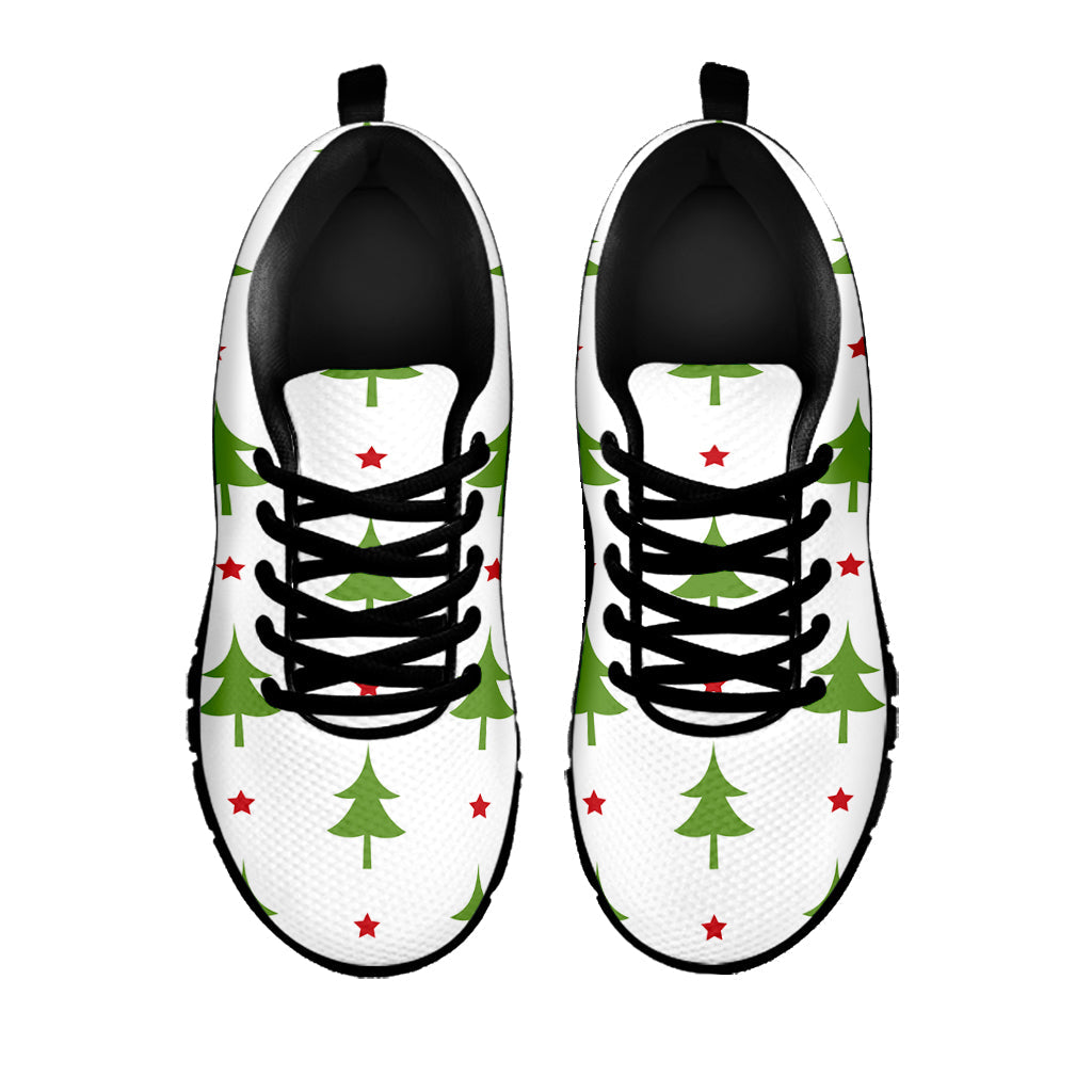 Christmas Tree And Star Pattern Print Black Running Shoes