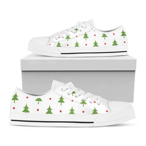 Christmas Tree And Star Pattern Print White Low Top Sneakers
