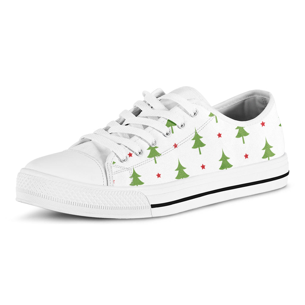 Christmas Tree And Star Pattern Print White Low Top Sneakers