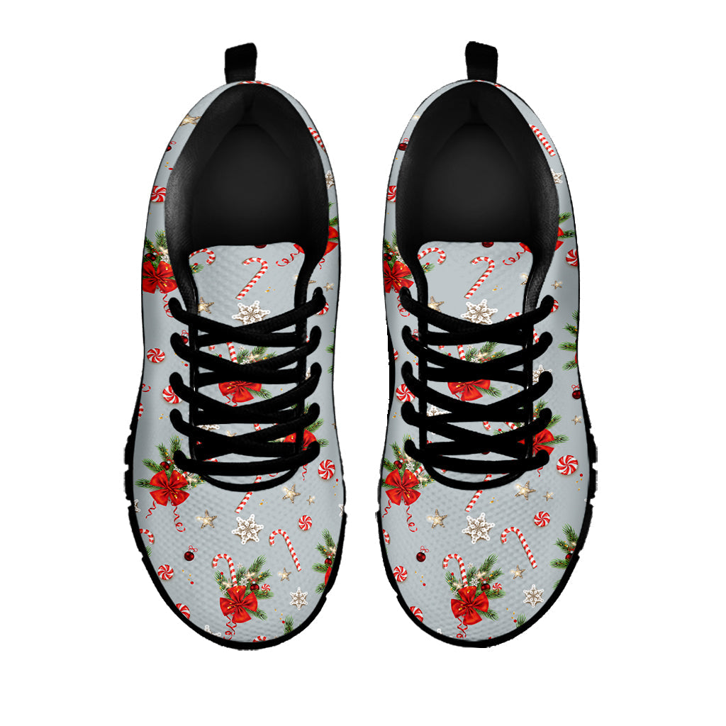 Christmas Winter Holiday Pattern Print Black Running Shoes