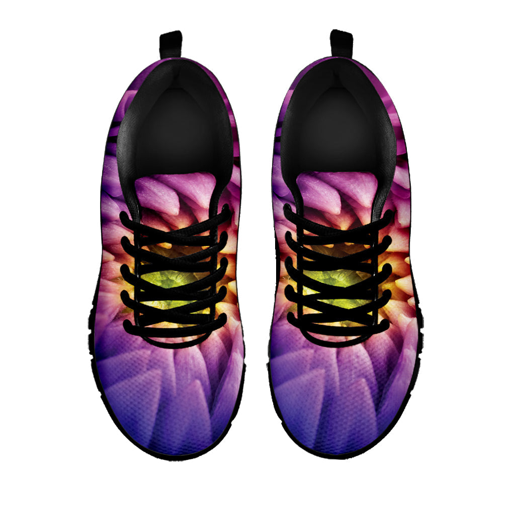 Chrysanthemum Flower Print Black Running Shoes