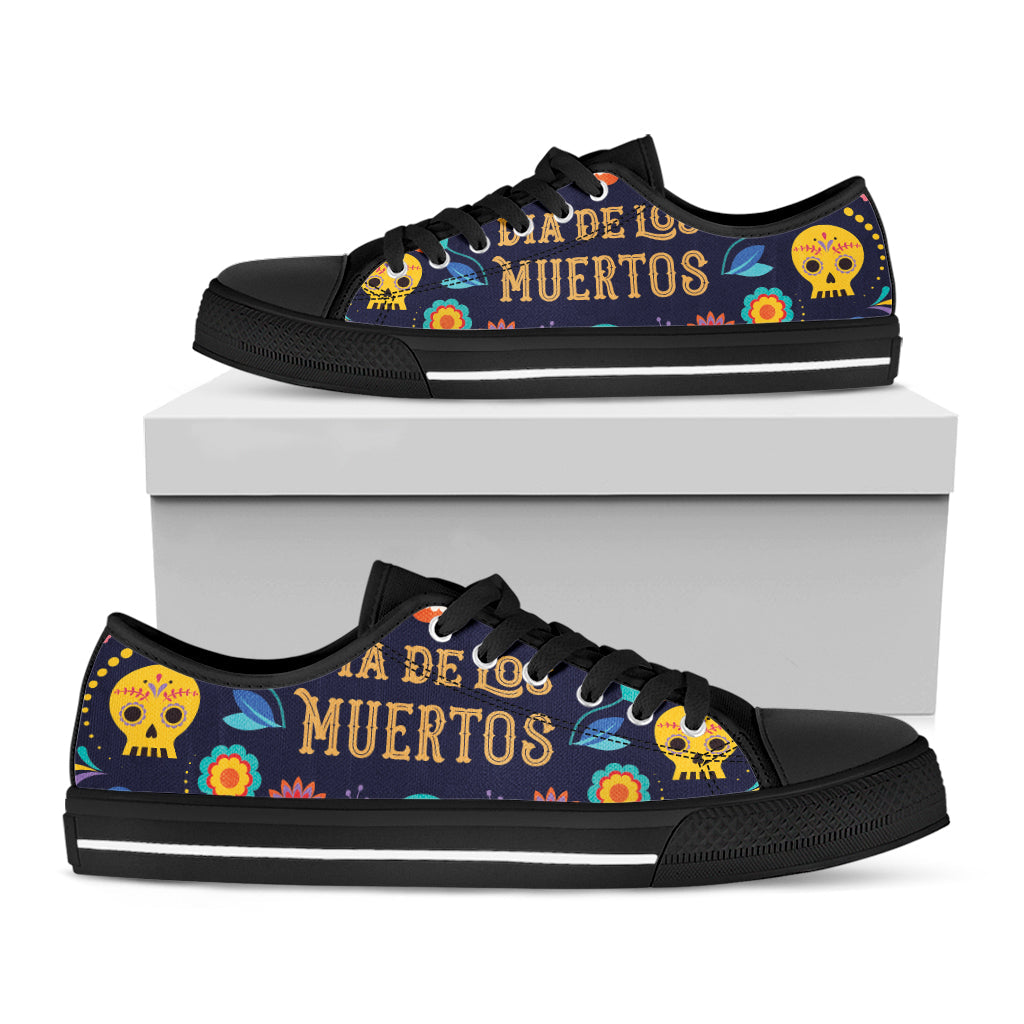 Cinco de Mayo Day Of The Dead Print Black Low Top Sneakers