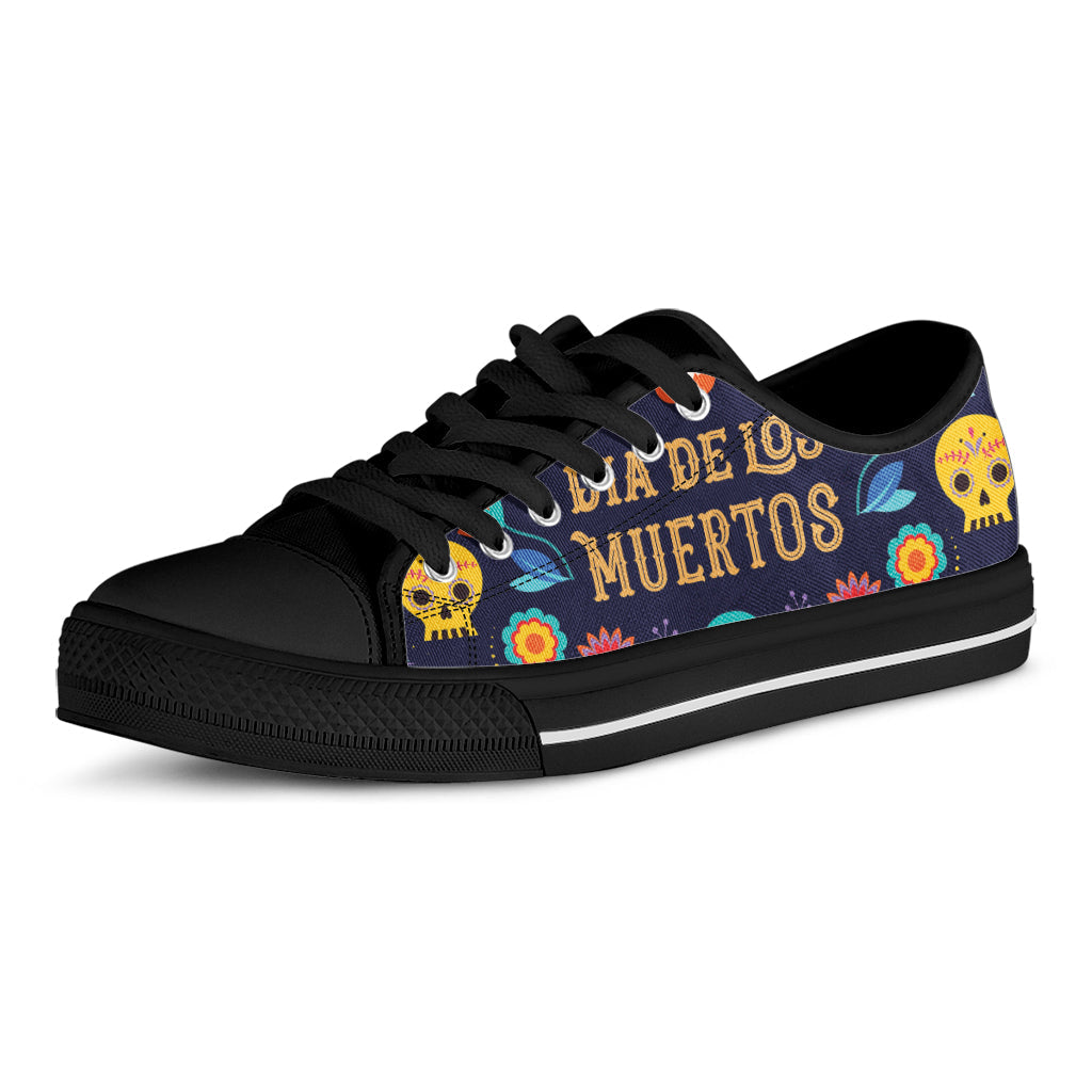 Cinco de Mayo Day Of The Dead Print Black Low Top Sneakers